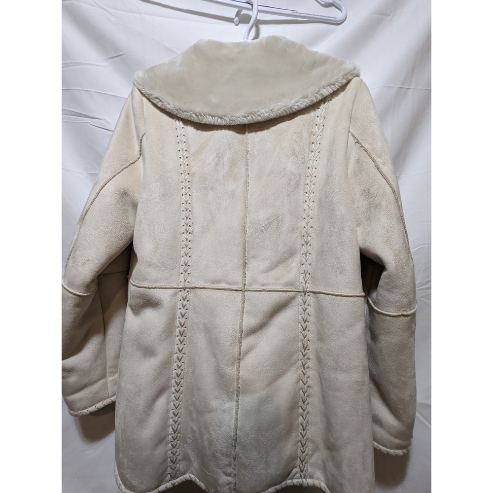 Sonoma‎ Faux Suede Jacket Sherpa Collar Button Up Coat Tan Medium - Picture 2 of 3